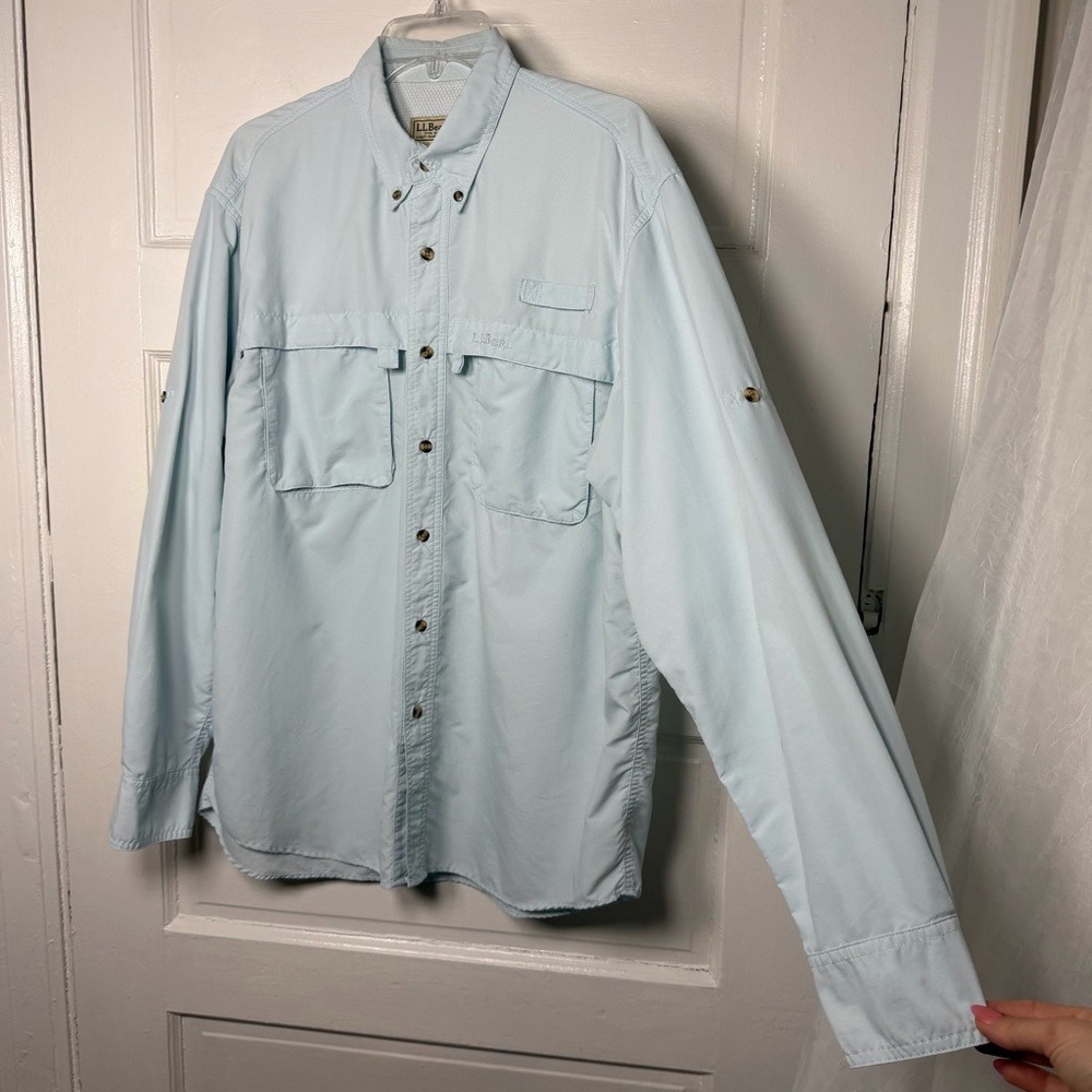 L.L. Bean Mens‎ Fishing Shirt Breathable Vented Long Sleeve Button Front Outdoor - Picture 4 of 17